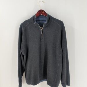 Vintage‎ Tommy Bahama Long Sleeve Cotton Outdoor Pullover 1/4 Zip Sweater Gray